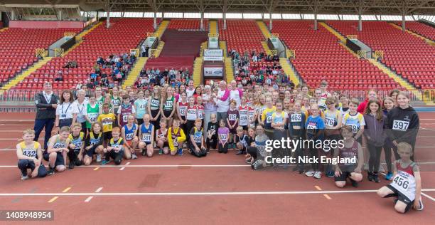 Batonbearers Sir Brendan Foster, Ian Goulding, Phil Gallagher and Fiona Holden, with Olympian Angela Gilmour, Mayor of Gateshead Cllr Dot Burnett and...