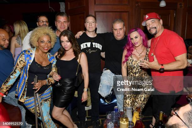 Tom Murro, Lauren Conlin, Joseph Sikora, Noel Ashman, Ice-T and guests attend a joint birthday bash co-hosted by Noel Ashman and Joseph Sikora at...