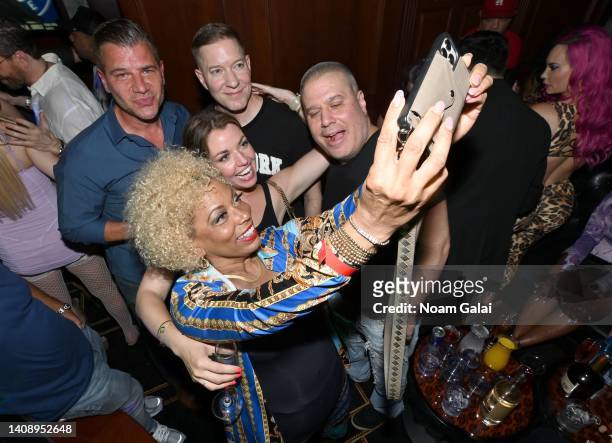 Tom Murro, Lauren Conlin, Joseph Sikora, Noel Ashman and guests attend a joint birthday bash co-hosted by Noel Ashman and Joseph Sikora at Larry...