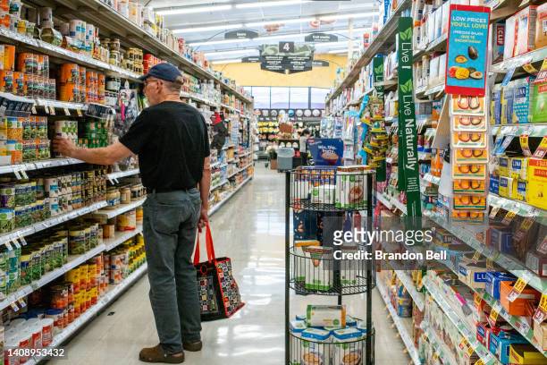 Customer shops in a Kroger grocery store on July 15, 2022 in Houston, Texas. U.S. Retail sales rose 1.0% in June according to the Commerce...