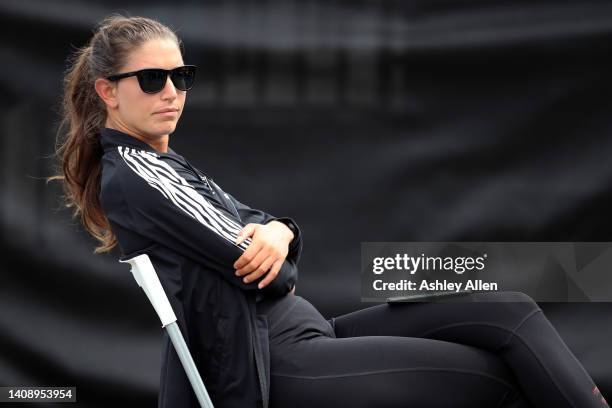 Spectator looks on during Day Four of the British Open Wheelchair Tennis Championships at the Nottingham Tennis Centre on July 15, 2022 in...