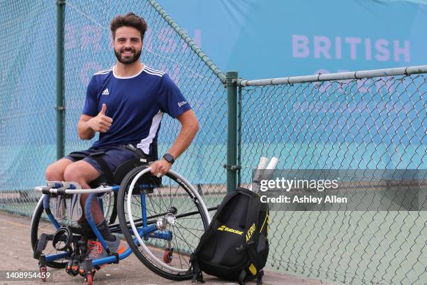 Pelayo Novo Garcia of Spain during Day Four of the British Open Wheelchair Tennis Championships at the Nottingham Tennis Centre on July 15, 2022 in...