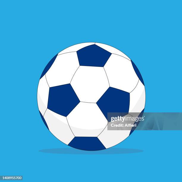 stockillustraties, clipart, cartoons en iconen met blue and white football - voetbal teamsport