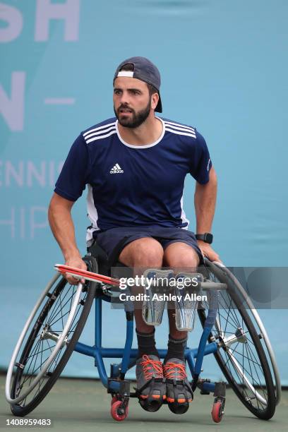 Pelayo Novo Garcia of Spain during Day Four of the British Open Wheelchair Tennis Championships at the Nottingham Tennis Centre on July 15, 2022 in...