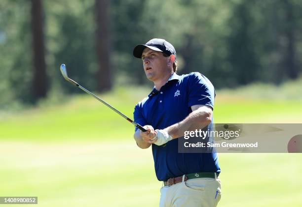 Henrik Norlander of Sweden plays a shot on the 16th hole during the second round of the Barracuda Championship at Tahoe Mountain Club on July 15,...