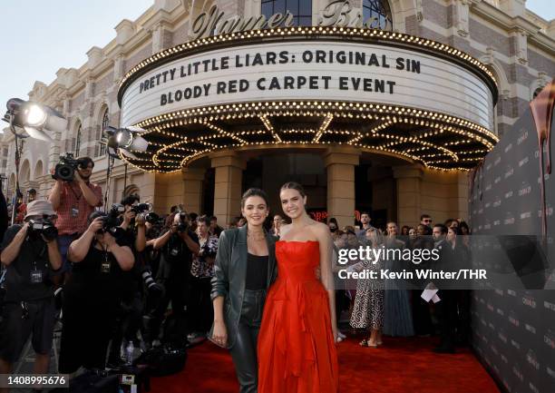 Lucy Hale and Bailee Madison attend an exclusive screening of HBOMax's "Pretty Little Liars: Original Sin" at Warner Bros. Studios on July 15, 2022...