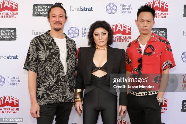 Conroy Chan, Josie Ho and Kim Chan attend the 2022 New York Asian film festival opening night at Furman Gallery on July 15, 2022 in New York City.