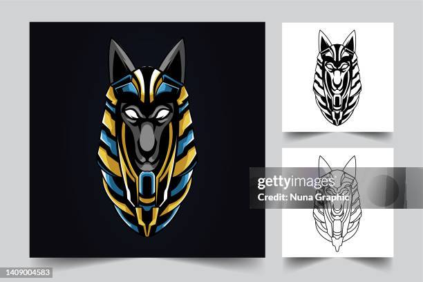 anubis esport logo - computer game character stock illustrations