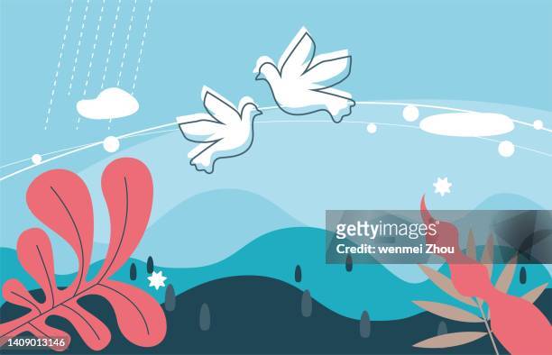 two pigeons - pigeon vector stock illustrations
