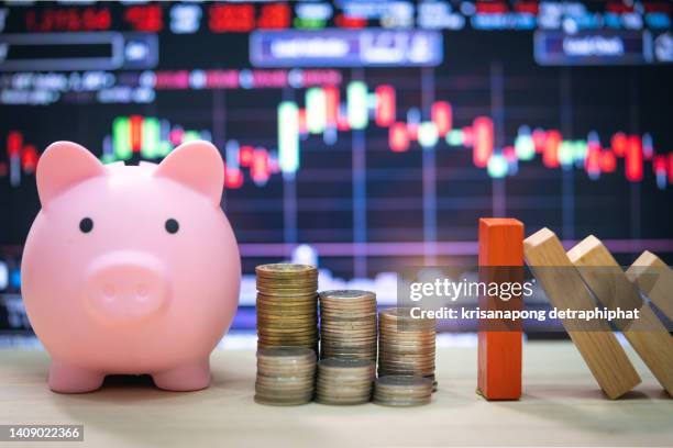 money concept,insurance concept,domino,wooden block,business risk, strategy and planing concept idea.,saving money,concept - strategic initiative stock pictures, royalty-free photos & images