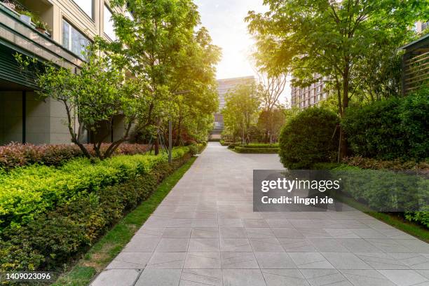 residential area interior - sidewalk stockfoto's en -beelden