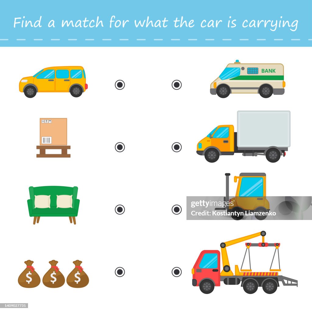 Shipping Container Worksheet Educational Game For Kids Match The Transport And Cargo Printable ...