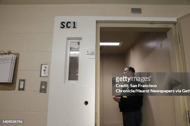 Chief Deputy Sheriff, Matthew Freeman stands in a cell adapted for medical and psychiatric prisoners during a tour of County Jail in San Francisco,...