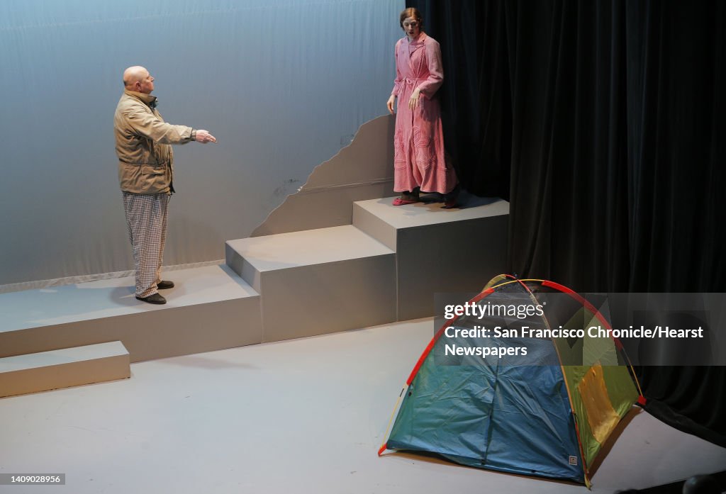 L-R, Soren Oliver and Jessica Bates in "Tent City," a part of the