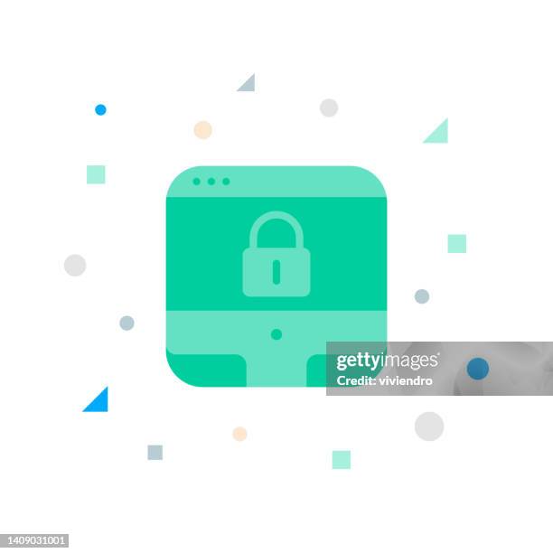 computer security flat icon - computer lock white background stock illustrations