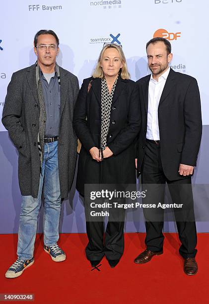 Director Dror Zahavi, producer Ariane Krampe and guest attend the premiere of 'Muenchen 72- Das Attentat' at Astor Film Lounge on March 7, 2012 in...
