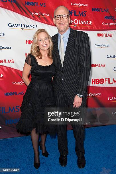 Game Change" co-author John Heilemann and wife Diana Rhoten attend the "Game Change" premiere at the Ziegfeld Theater on March 7, 2012 in New York...