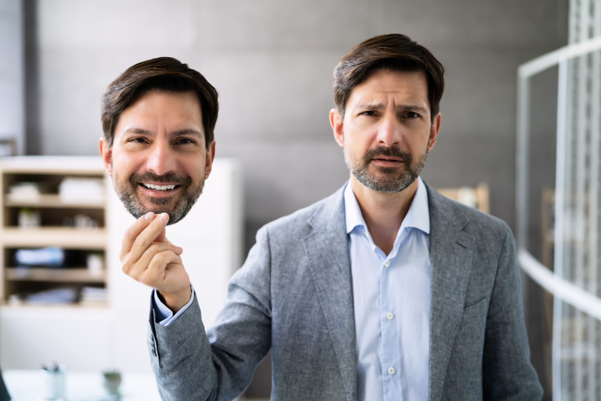 Self Impostor Disorder And Depression. Man With Panic Self Impostor Disorder And Depression. Man With Panic