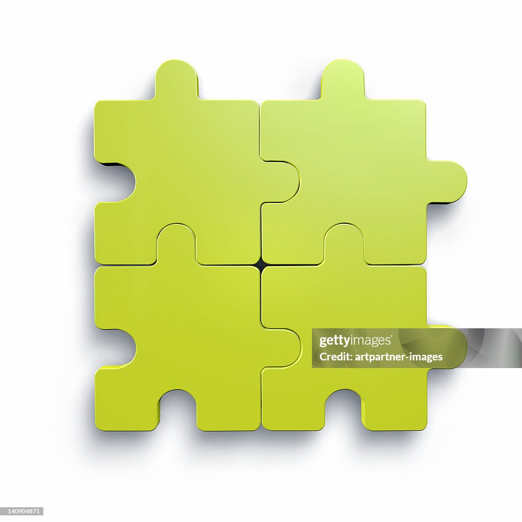 Four green puzzle parts, the rest is missing