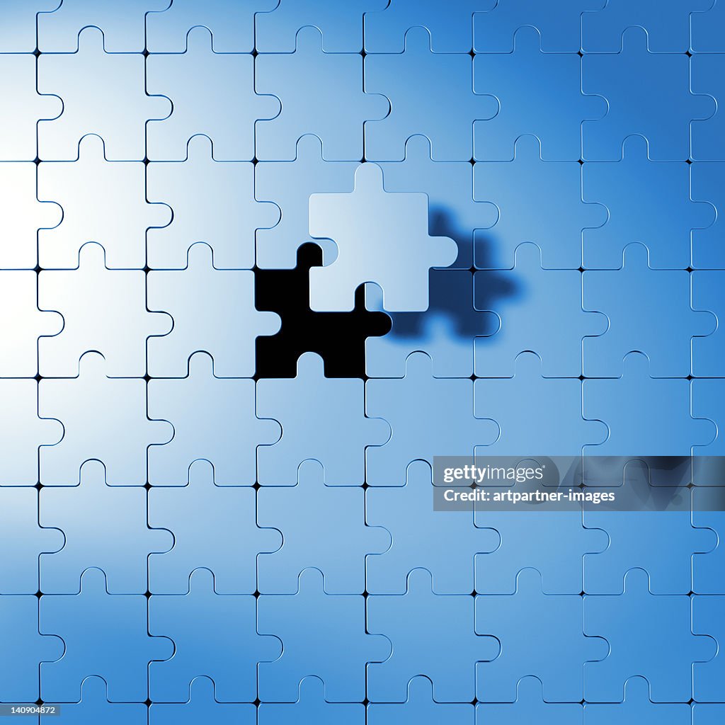 Puzzle with last part floating above it