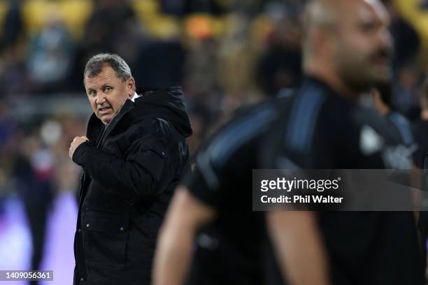 All Blacks coach Ian Foster during the International Test match between the New Zealand All Blacks and Ireland at Sky Stadium on July 16, 2022 in...