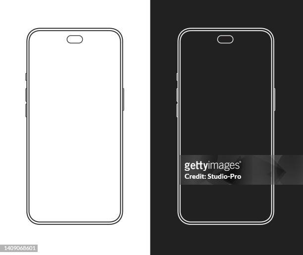 phone mockup wireframe similar to iphone - iphone horizontal stock illustrations