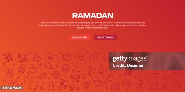 ramadan web banner with linear icons, trendy linear style vector - ramadan dates stock illustrations