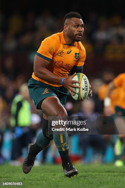 Samu Kerevi of the Wallabies in action during game three of the International Test match series between the Australia Wallabies and England at the...