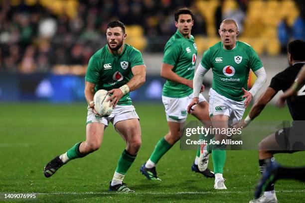 Robbie Henshaw of Ireland charges forward during the International Test match between the New Zealand All Blacks and Ireland at Sky Stadium on July...