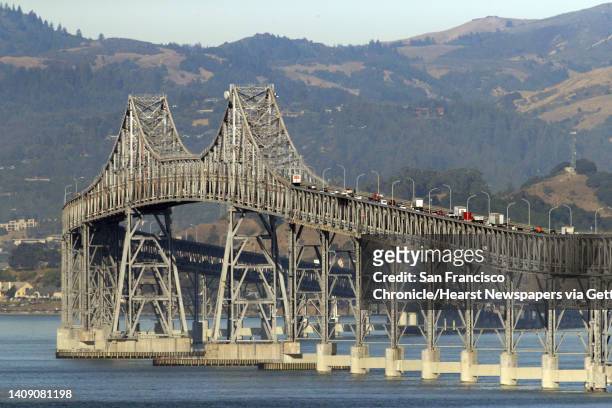 Westbound traffic begins to move on the Richmond-San Rafael Bridge in Richmond, Calif., on Tuesday, September 27, 2016.