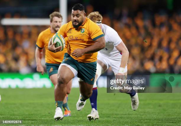 Taniela Tupou of the Wallabies during game three of the International Test match series between the Australia Wallabies and England at the Sydney...