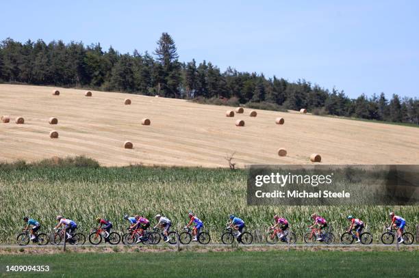 General view of Marc Soler Gimenez of Spain and UAE Team Emirates, Daniel Felipe Martinez Poveda of Colombia and Team INEOS Grenadiers, Benoit...