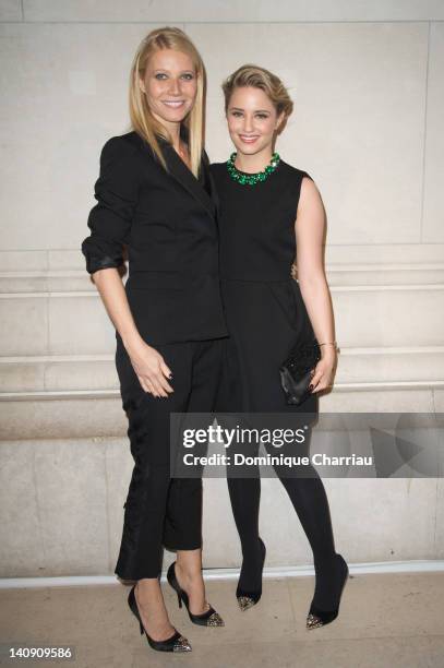 Gwyneth Paltrow and Dianna Agron attend 'Louis Vuitton - Marc Jacobs: The Exhibition' Photocall as part of Paris Fashion Week on March 7, 2012 in...