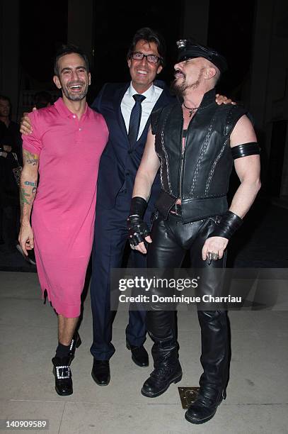 Marc Jacobs, Jordi Constans and Peter marino attend 'Louis Vuitton - Marc Jacobs: The Exhibition' Photocall as part of Paris Fashion Week on March 7,...