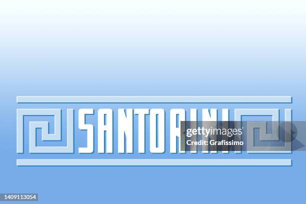 santorini name with greek key meander pattern - santorini stock illustrations
