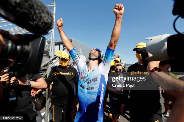 Michael Matthews of Australia and Team BikeExchange - Jayco celebrates winning during the 109th Tour de France 2022, Stage 14 a 192,5km stage from...