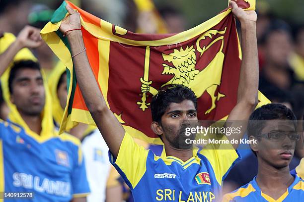 Sri Lankan fan enjoys the atmosphere during the third One Day International Final series match between Australia and Sri Lanka at Adelaide Oval on...