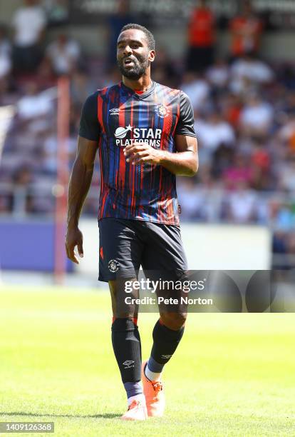 Cameron Jerome of Luton Town in action during the Pre-Season Friendly match between Northampton Town and Luton Town at Sixfields on July 16, 2022 in...