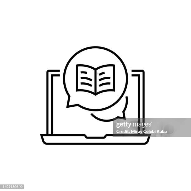 e-learning, online education line icon - online booking stock illustrations