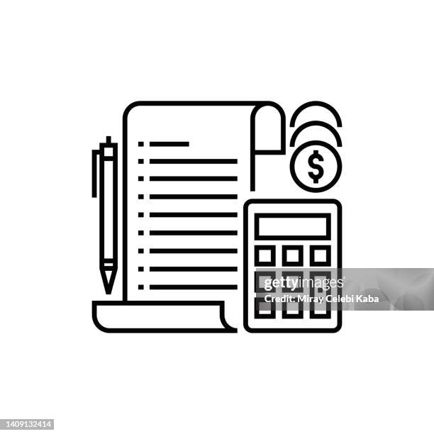 expenses, tax and loan calculations line icon - mortgage calculator stock illustrations