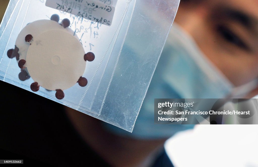 Sent Sample Test Graduate student Marcus Wong looks over a test sample that was sent ...