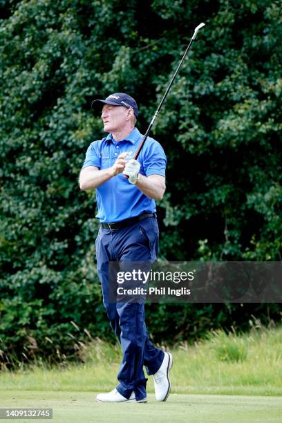 Chris Williams of South Africa in action during Day Two of the WINSTONgolf Senior Open at WINSTONgolf on July 16, 2022 in Vorbeck, Germany.
