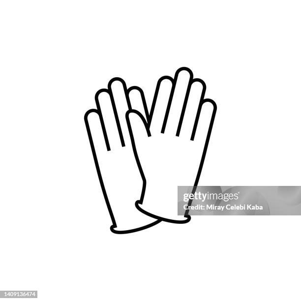 gloves, cleaning product line icon - glove stock illustrations