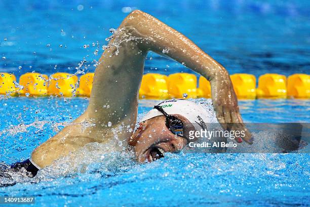 Rebecca Adlington of Nova Centurion SC competes in the Women's Freestyle 800m Heat 4 during day six of the British Gas Swimming Championships at The...