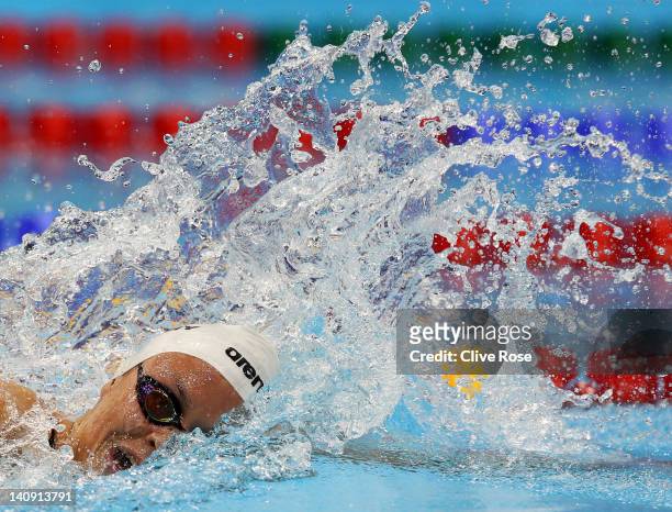 Grainne Murphy of Ireland competes in the Women's Freestyle 800m Heat 3 during day six of the British Gas Swimming Championships at The London...
