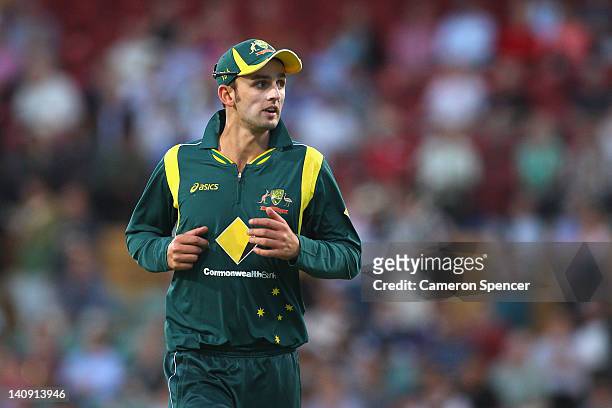 Nathan Lyon of Australia fields during the third One Day International Final series match between Australia and Sri Lanka at Adelaide Oval on March...