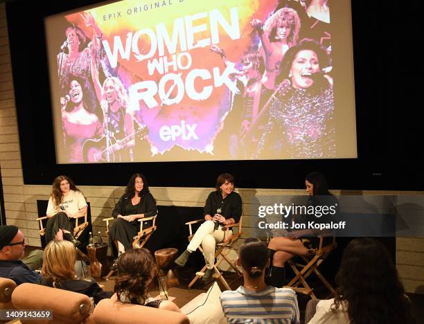 Bethany Cosentino, Janette Beckman, director Jessica Hopper and Yasi Salek attend EPIX's "Women Who Rock" Screening at NeueHouse Los Angeles on July...