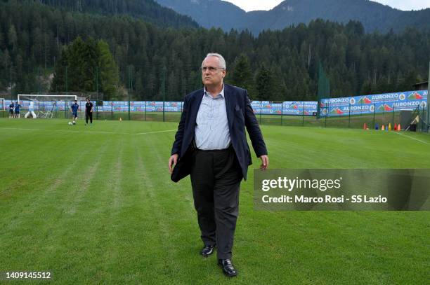 Lazio President Claudio Lotito during the SS Lazio training session on July 16, 2022 in Auronzo di Cadore, Italy.