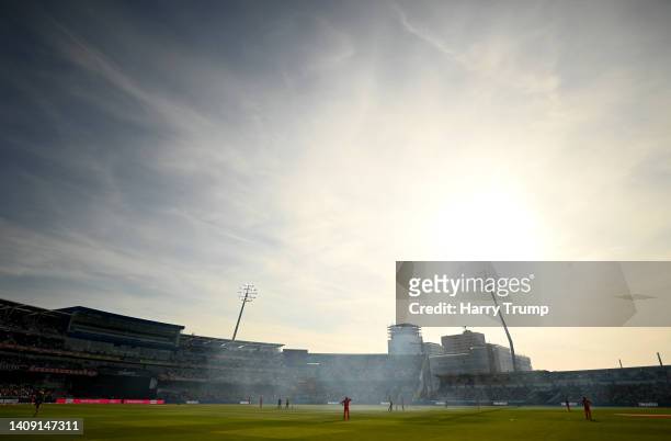 Players of Lancashire and Hampshire make their way outduring the Vitality Blast Final match between Lancashire Lightning and Hampshire Hawks at...