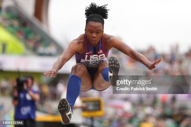 Keturah Orji of Team United States competes in the Women’s Triple Jump qualification on day two of the World Athletics Championships Oregon22 at...